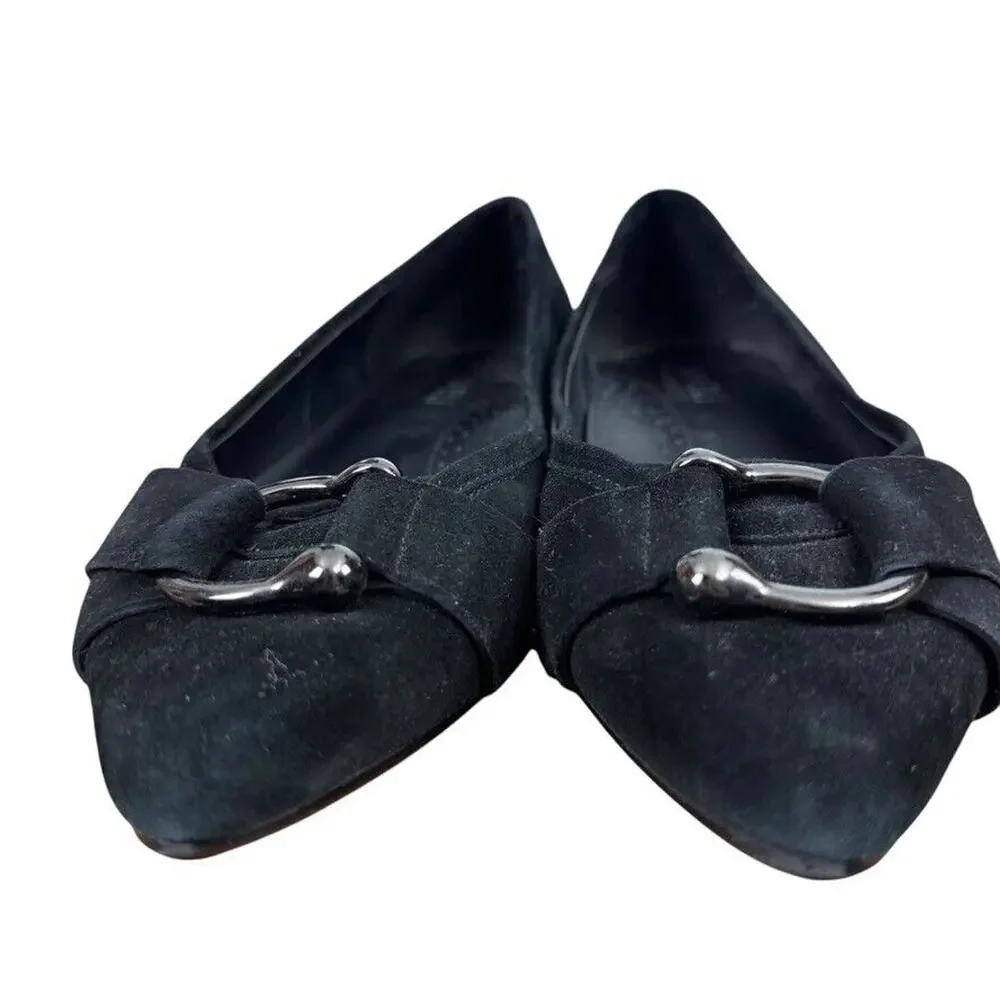 Vaneli Van Eli Kemen Women Black Suede Leather Slip On Flats Shoes Point Toe 9W